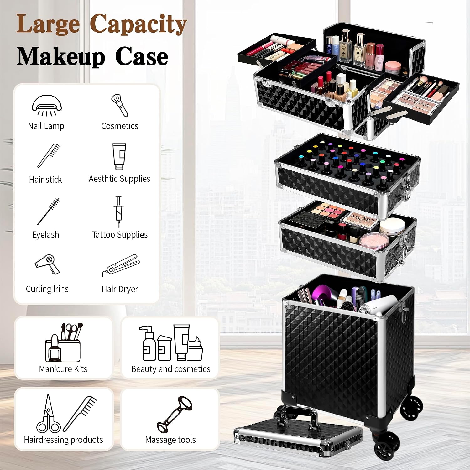 Rolling Makeup Train Case, Cos - đánh giá và giá Beauty & Makeup Katia Di Paola