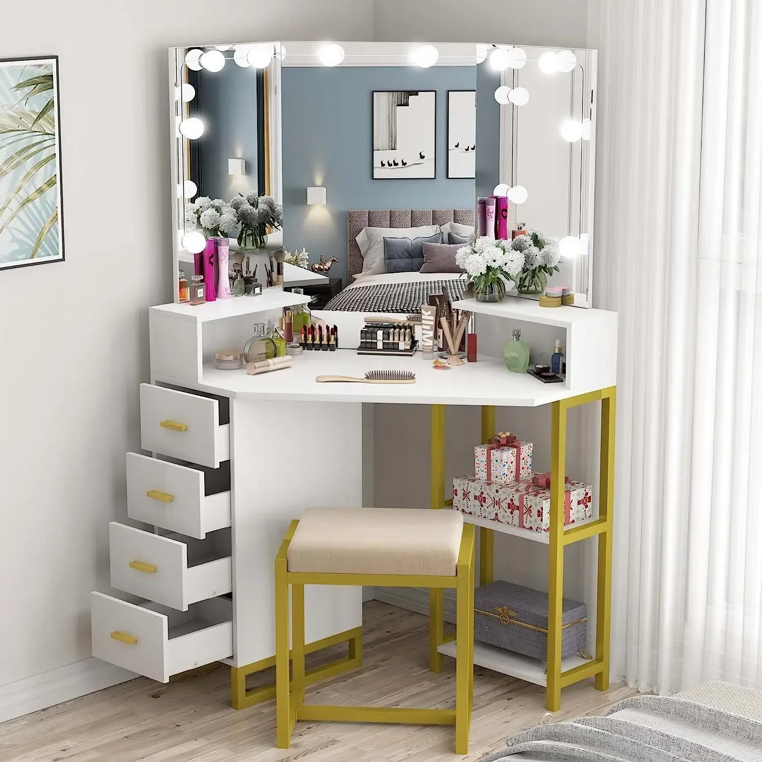 Beauty Vanity Set with LED Lig - đánh giá và giá Beauty Makeup Vanity Set