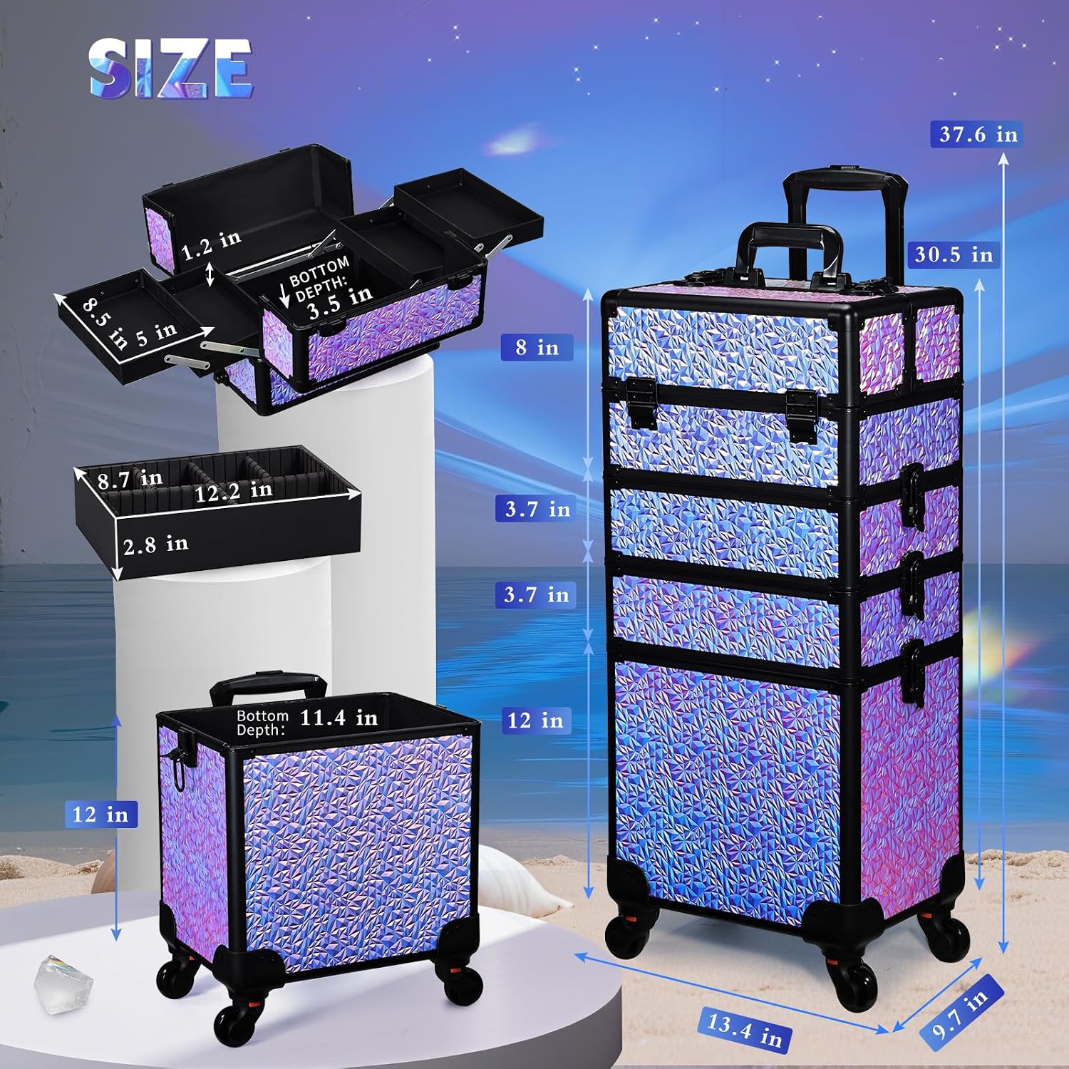 Rolling Makeup Train Case, Lar - đánh giá và giá Beauty & Makeup Katia Di Paola