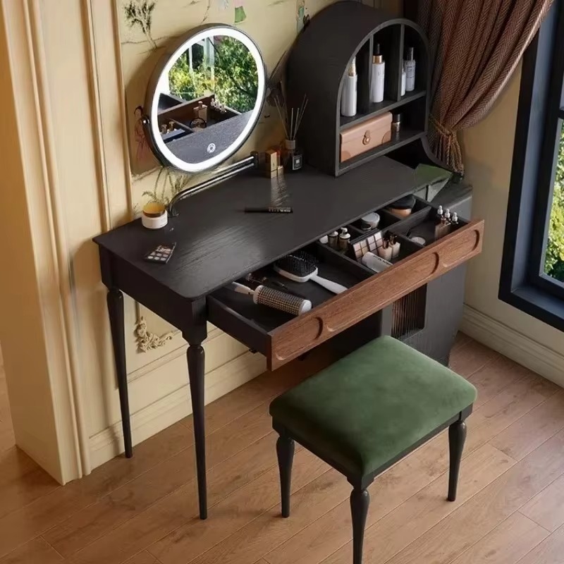 Italian Black Vanity Table Dra - đánh giá và giá Beauty Makeup Vanity Set