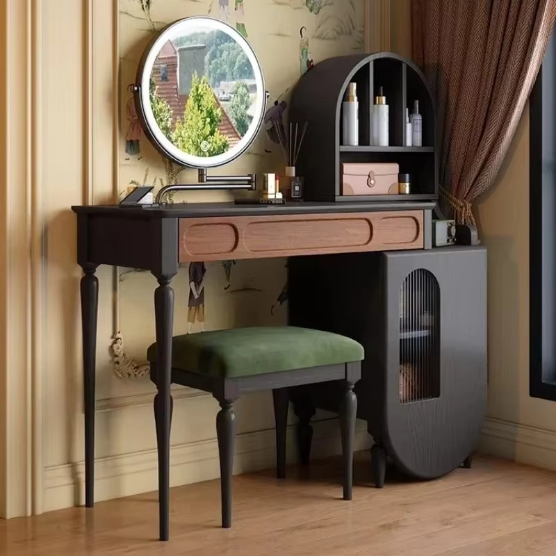 Italian Black Vanity Table Dra - đánh giá và giá Beauty Makeup Vanity Set