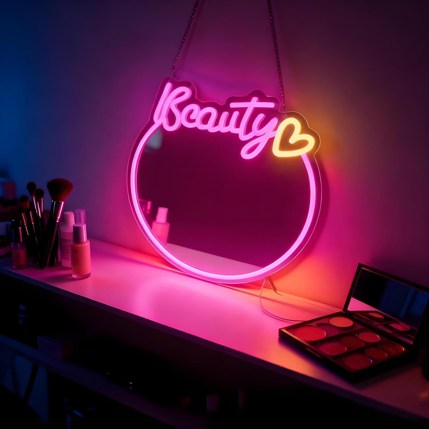 Beauty Mirror Neon Sign USB Di - đánh giá và giá Beauty No Makeup