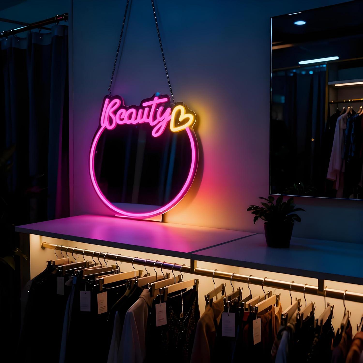Beauty Mirror Neon Sign USB Di - đánh giá và giá Beauty No Makeup