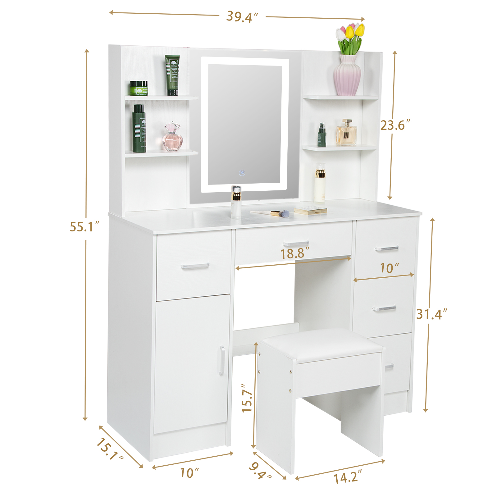LED Lighted Vanity Table Set,  - đánh giá và giá Beauty Makeup Vanity Set